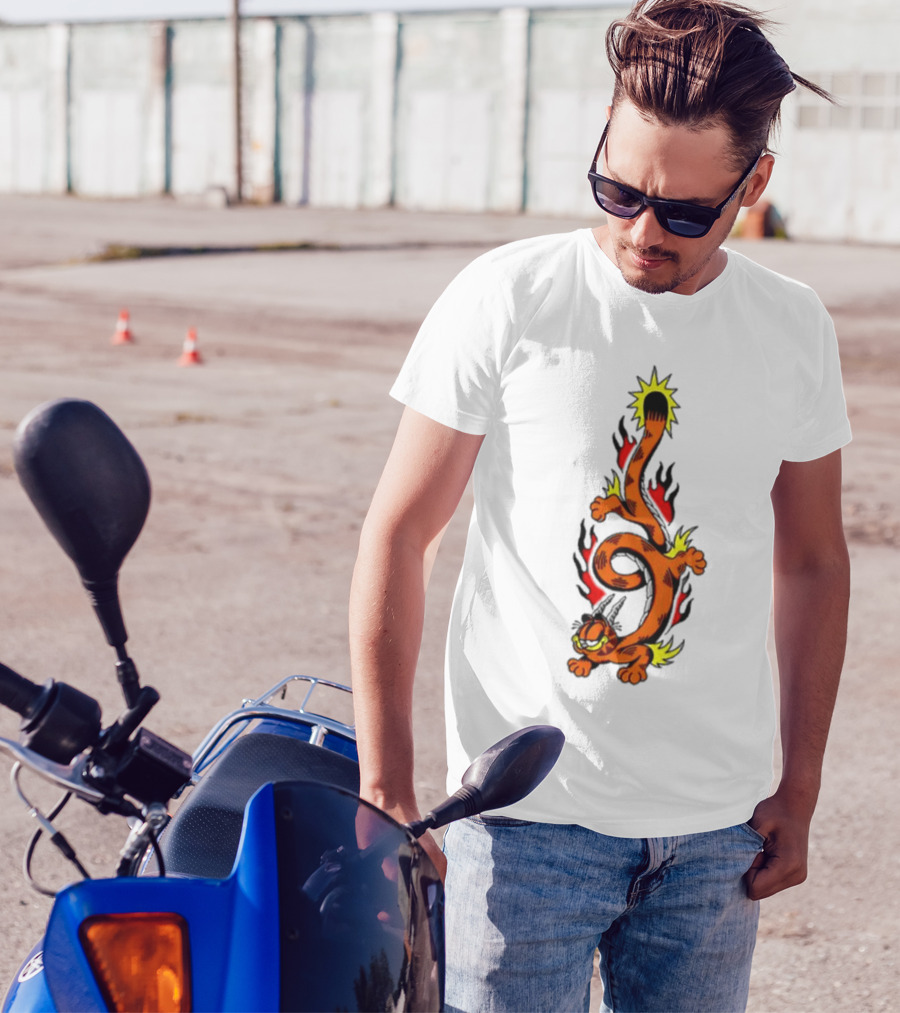 Garfield Transforming Fiery Dragon With Buggy Goods Elements T-Shirt