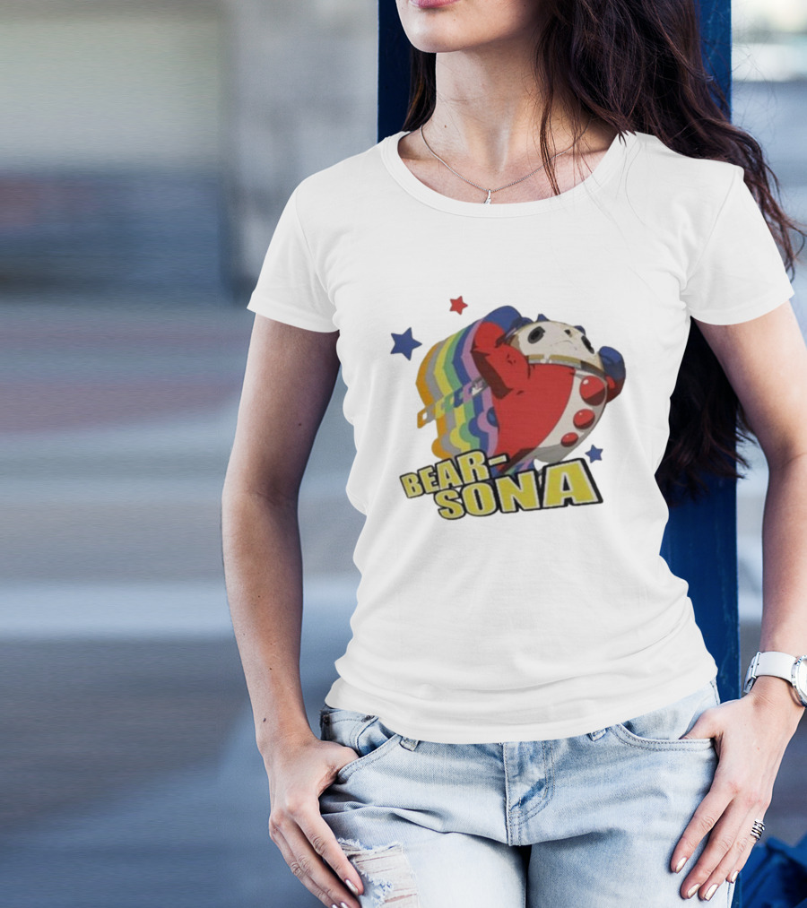 Bear-Sona Teddie Persona 4 Character Red Outfit Psychedelic Stars T-Shirt