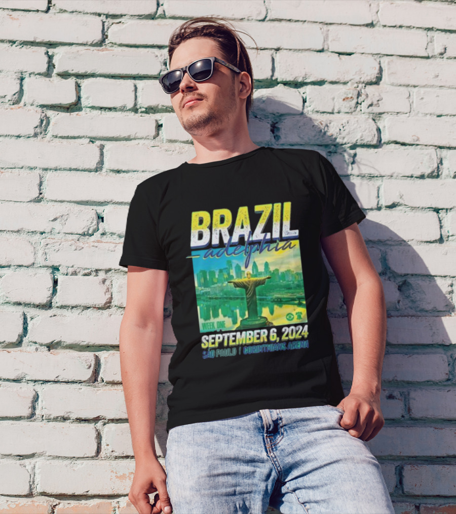 Brazil Adelphia Week One September 6 2024 Sao Paulo Corinthians Arena Christ The Redeemer Skyline Event T-Shirt