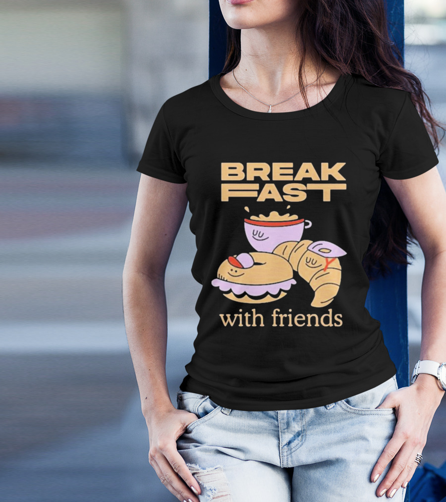 Breakfast With Friends Breakfast Racing Team Cup Croissant Bun T-Shirt