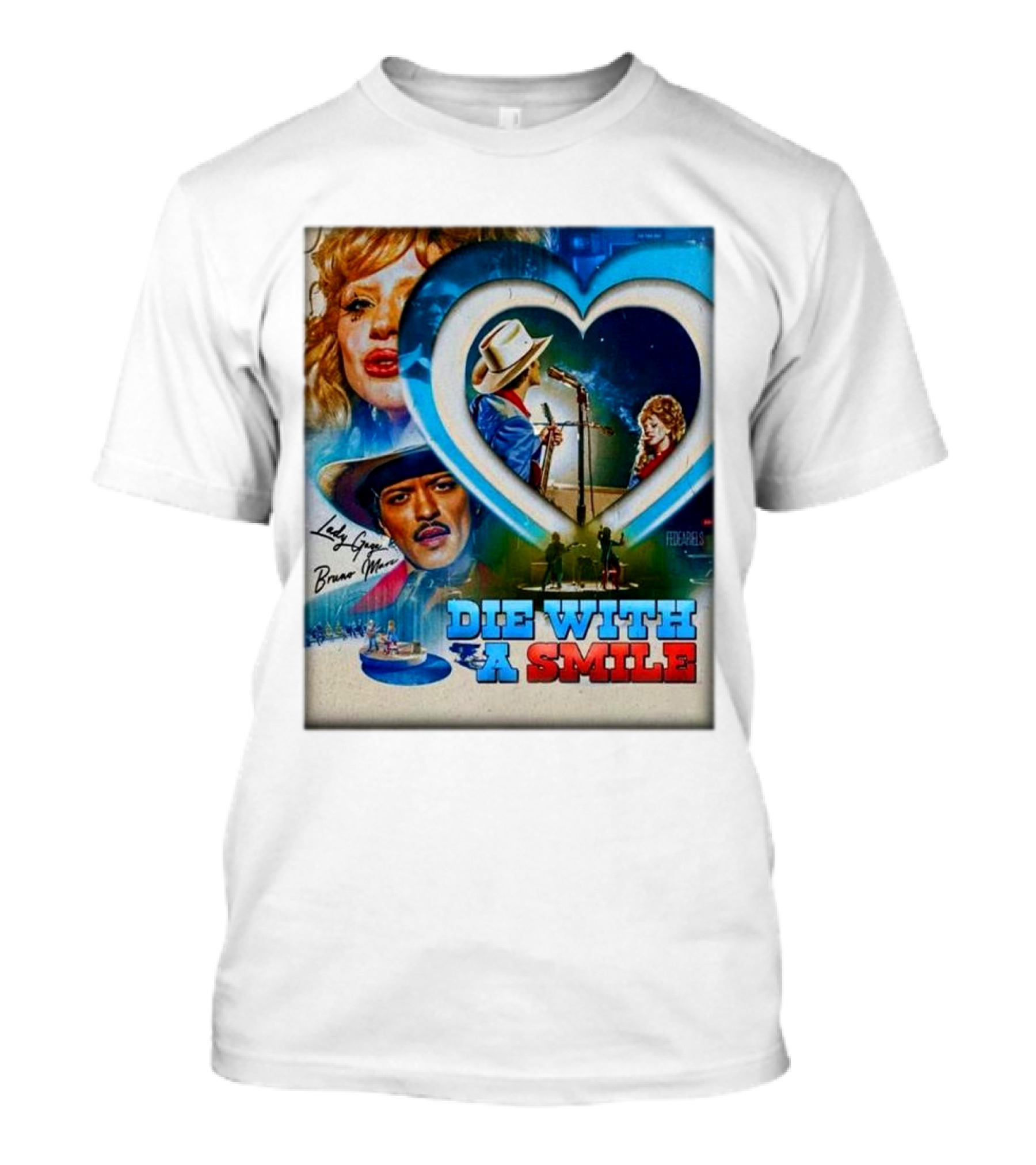 Lady Gaga Bruno Mars Die With A Smile 2024 Concert T-Shirt