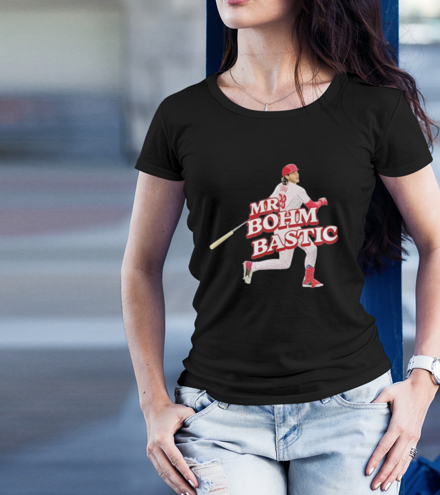 Garrett Stubbs Wearing Mr. Bohm-Bastic Baseball Player T-Shirt