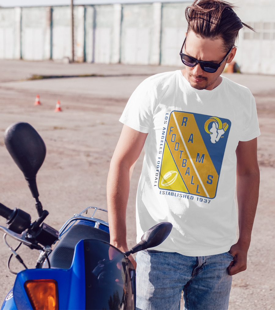 Established 1937 Los Angeles Football Rams Starter Shield Footballs T-Shirt