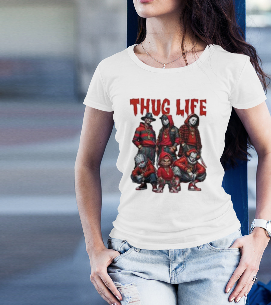 Thug Life Horror Clown Gang Red Hoodies T-Shirt