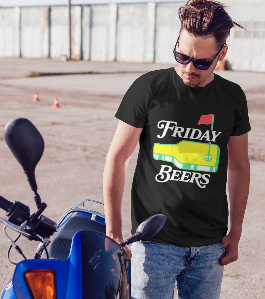 Friday Beers Golf Course Logo Flag Green Bottle T-Shirt