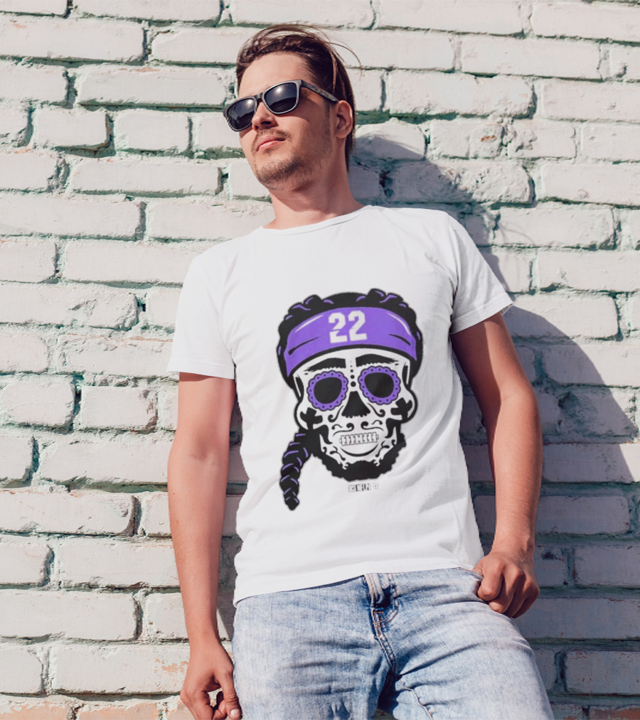 Derrick Henry 22 NFLPA Sugar Skull Baltimore Ravens Braids T-Shirt