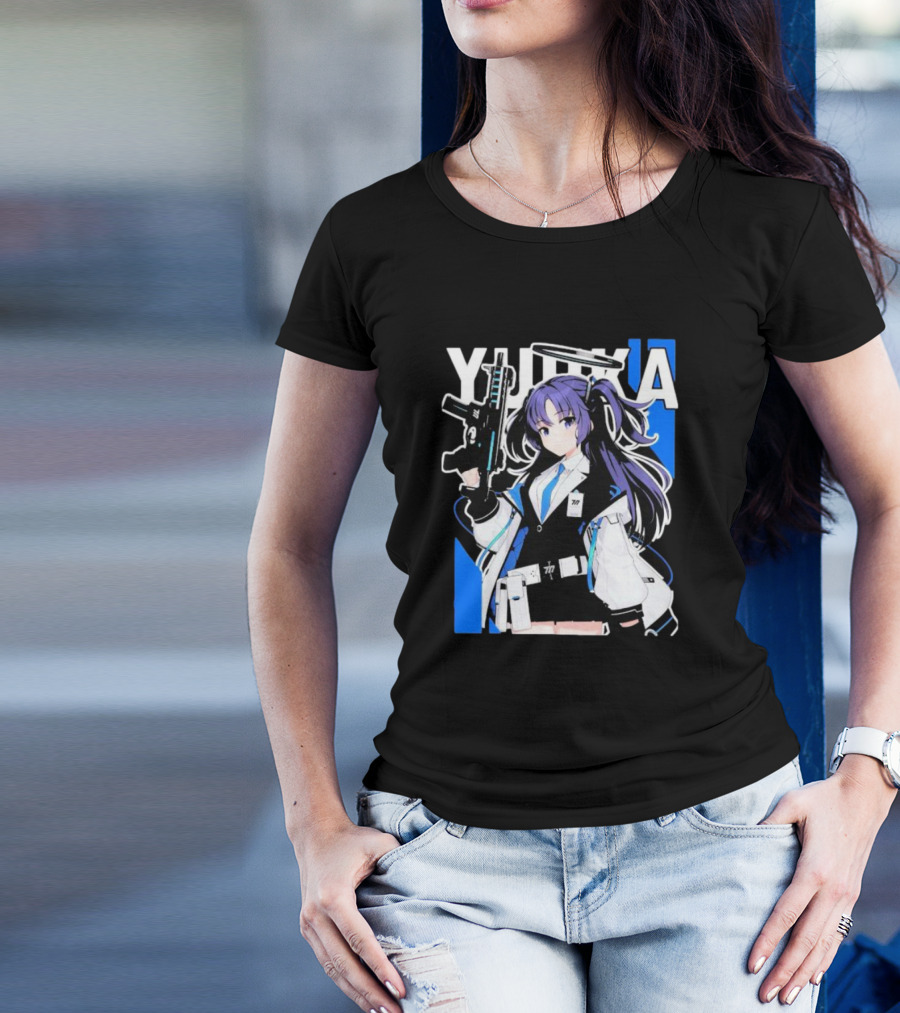 Yuuka Blue Archive Holding Gun Anime Character T-Shirt