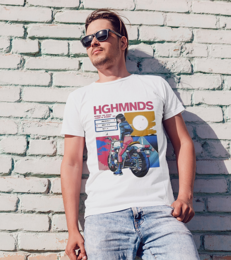 Hghmnds Where The Road Leads Is Where I Go Unknown Educate Elevate Biker Anime Style Moon Sun Desert Journey T-Shirt