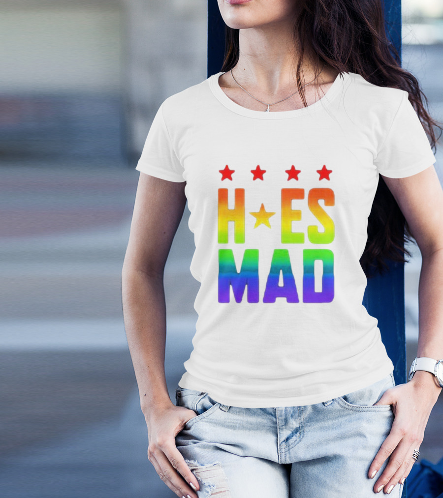 Hoes Mad Rainbow Stars Pride T-Shirt