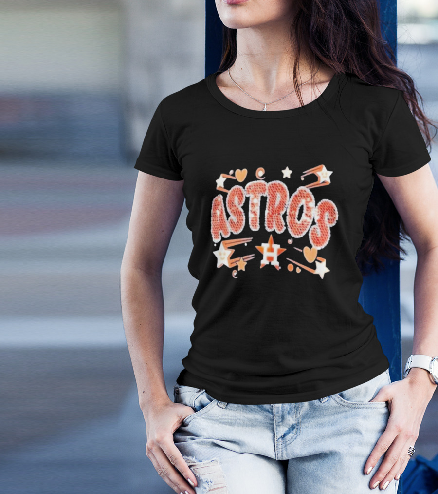 Houston Astros New Era Girls Youth Sequin Astros Hearts Stars T-Shirt