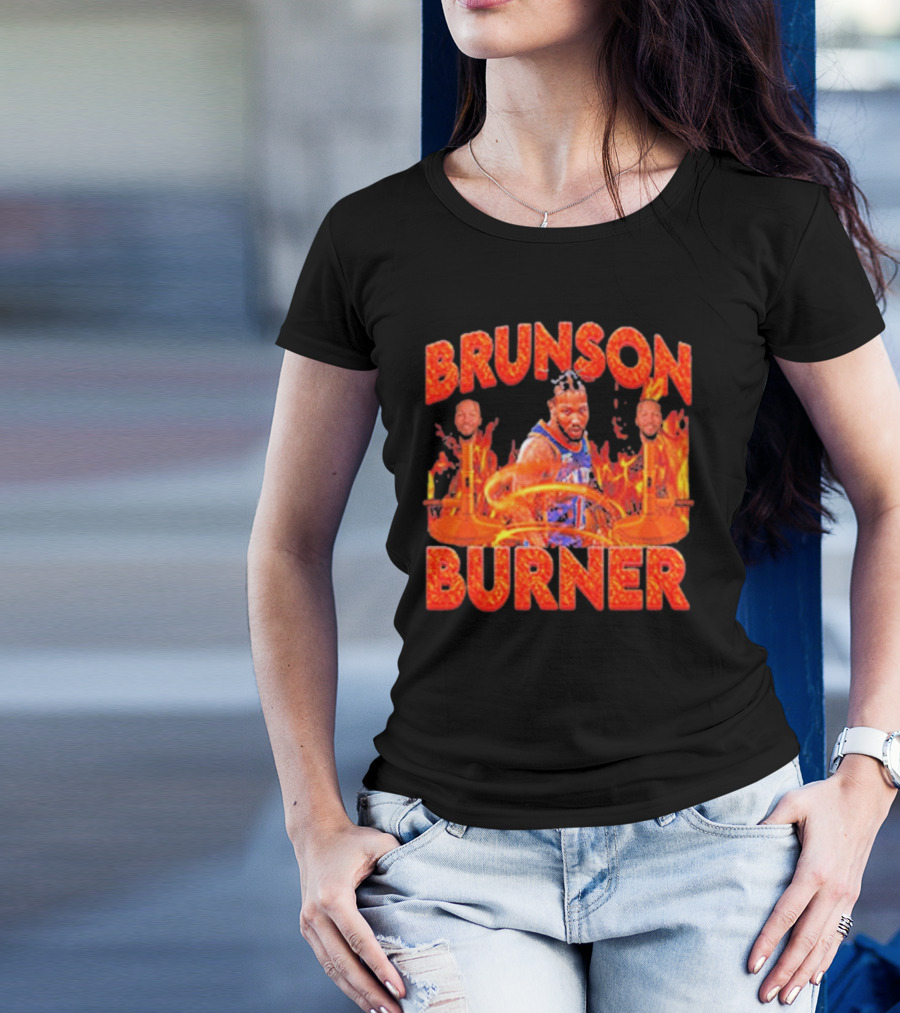 Brunson Burner Basketball Flames Iconic Player NBA T-Shirt