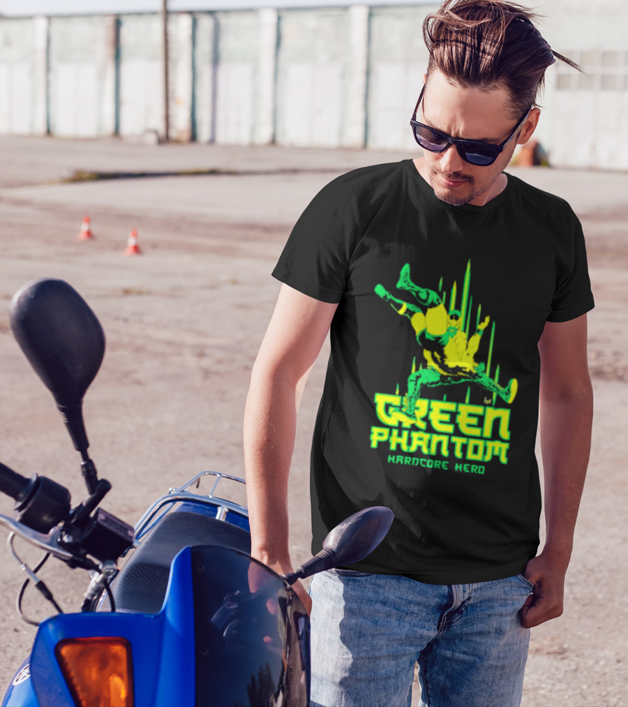 Green Phantom Hardcore Hero Wrestler Action T-Shirt