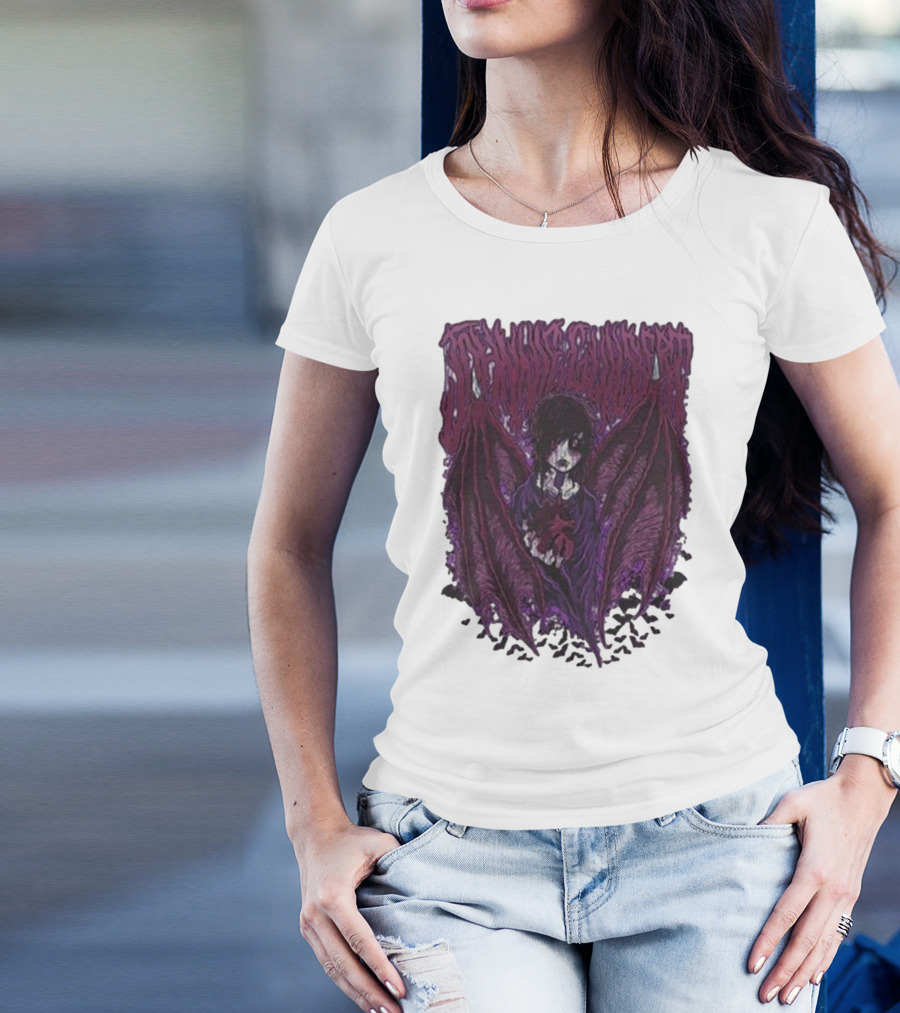 Johnnie Guilbert Vampire Dark Gothic Artwork With Wings And Heart T-Shirt