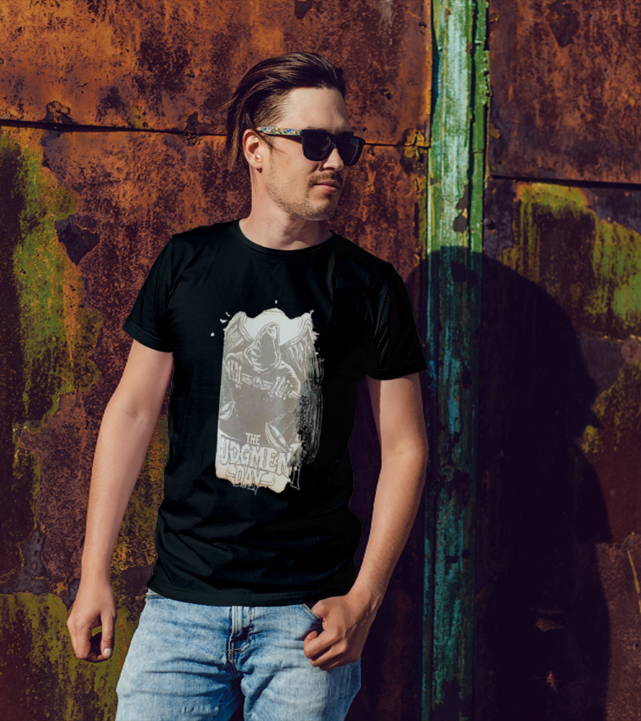 The Judgment Day All Rise Tie-Dye Grim Reaper Cloaked Figure With Chains And Wings T-Shirt