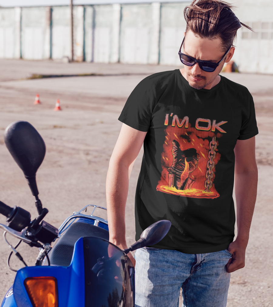 I'm Ok Arm Tied Under Lava Chain Rain T-Shirt