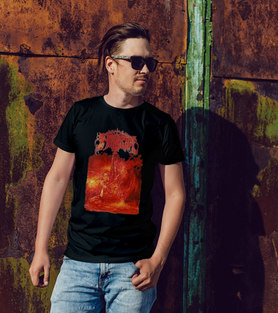 Immortal Damned In Black Fiery Red Scene T-Shirt