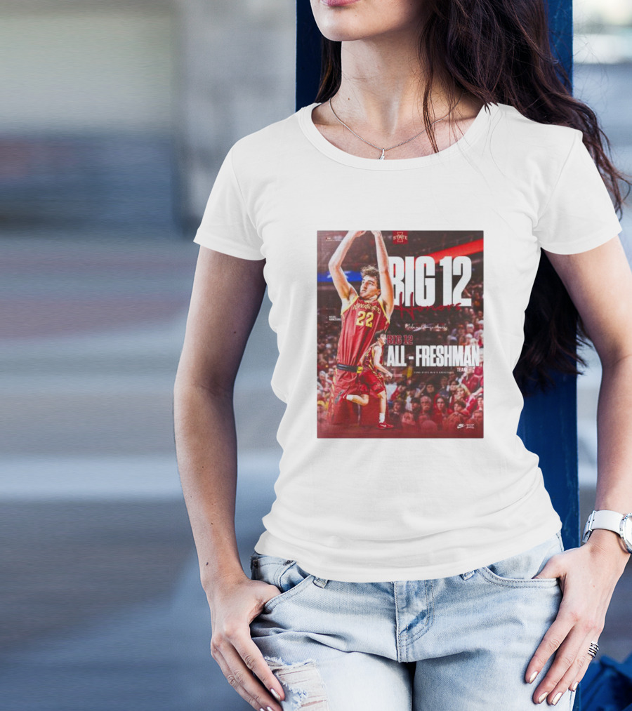 Iowa State Cyclones Men's Basketball Big 12 Honors Milan Momcilovic All Freshman Team T-Shirt