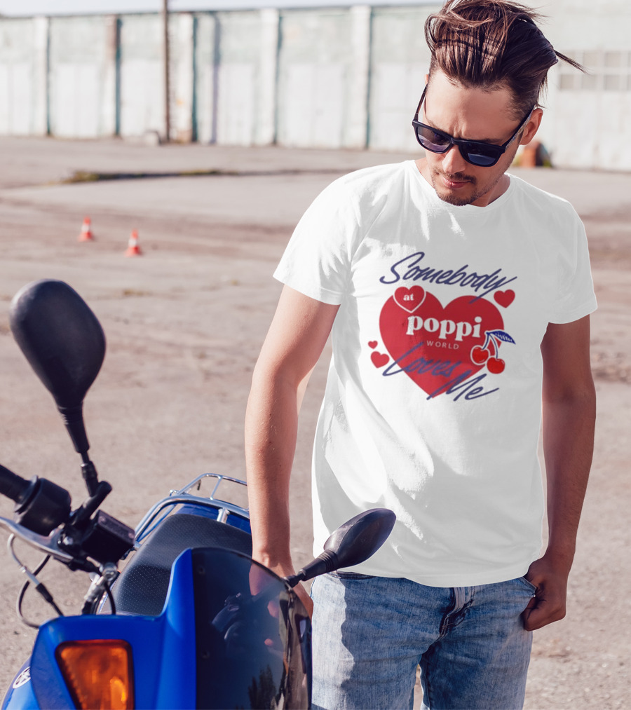 Somebody At Poppi World Loves Me Cherries And Hearts T-Shirt