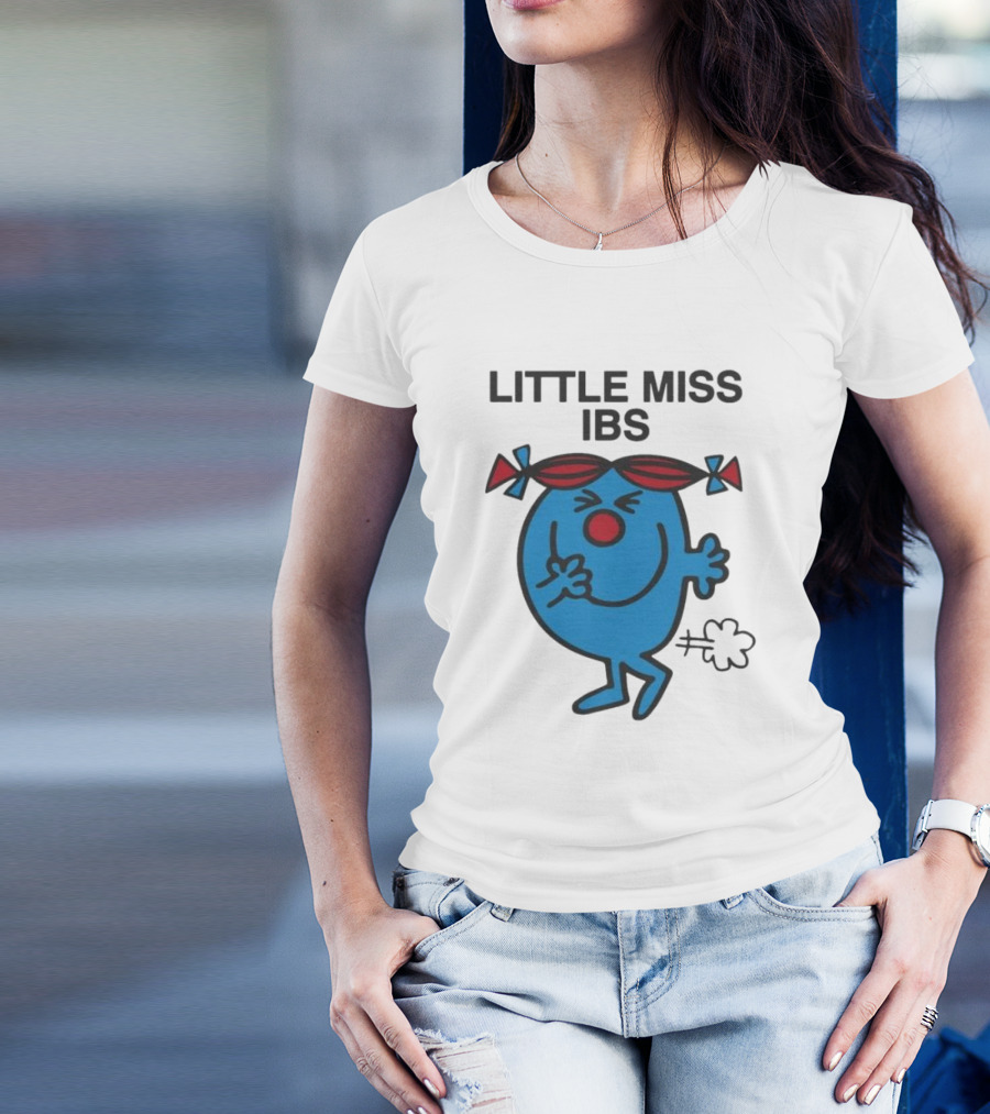 Little Miss IBS Character With Red Bows And Blue Figure T-Shirt