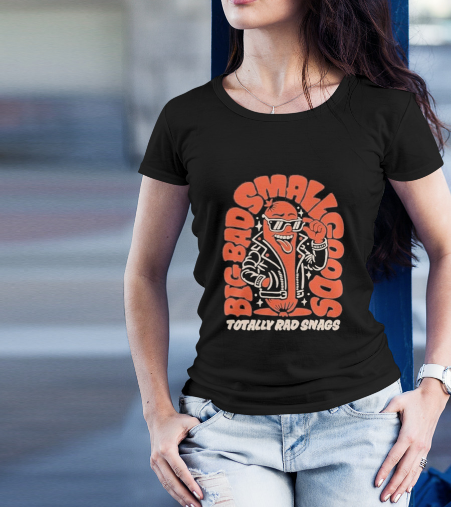 Big Bad Smallgoods Totally Rad Snags Cool Sausage In Leather Jacket T-Shirt