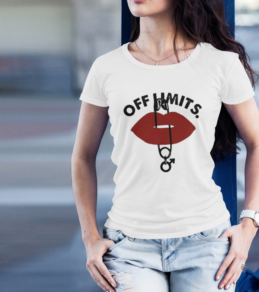 Munawar Faruqui Off Limits Red Lips Safety Pin T-Shirt