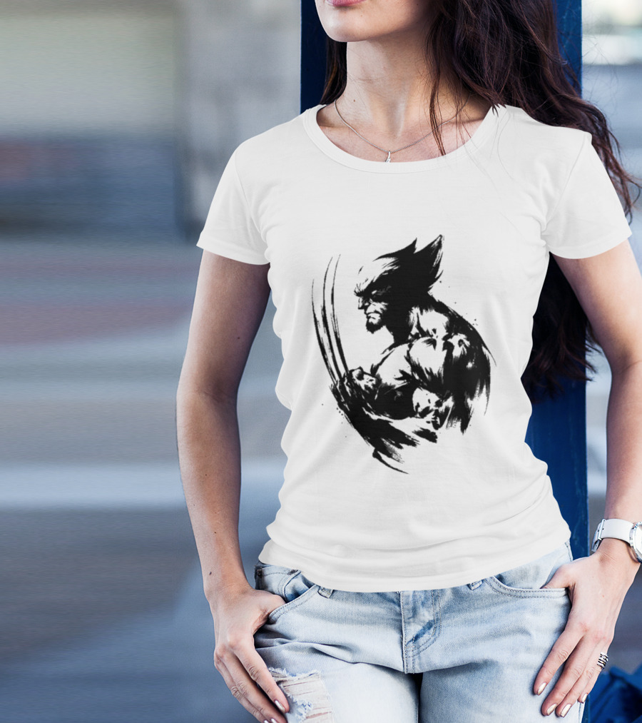 Mutant Inked Wolverine Claw Shadows Sketch T-Shirt