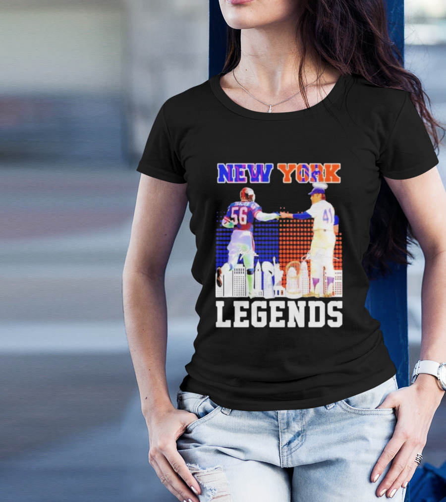 New York Lawrence Taylor Tom Seaver Legends Signatures T-Shirt
