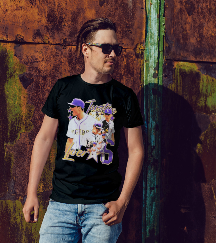 Justin Loer 6 LSU Tigers Baseball Pitcher Collage T-Shirt
