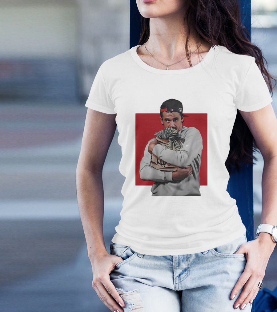 Seth Jarvis Holding Money Bag In Hockey Cap T-Shirt