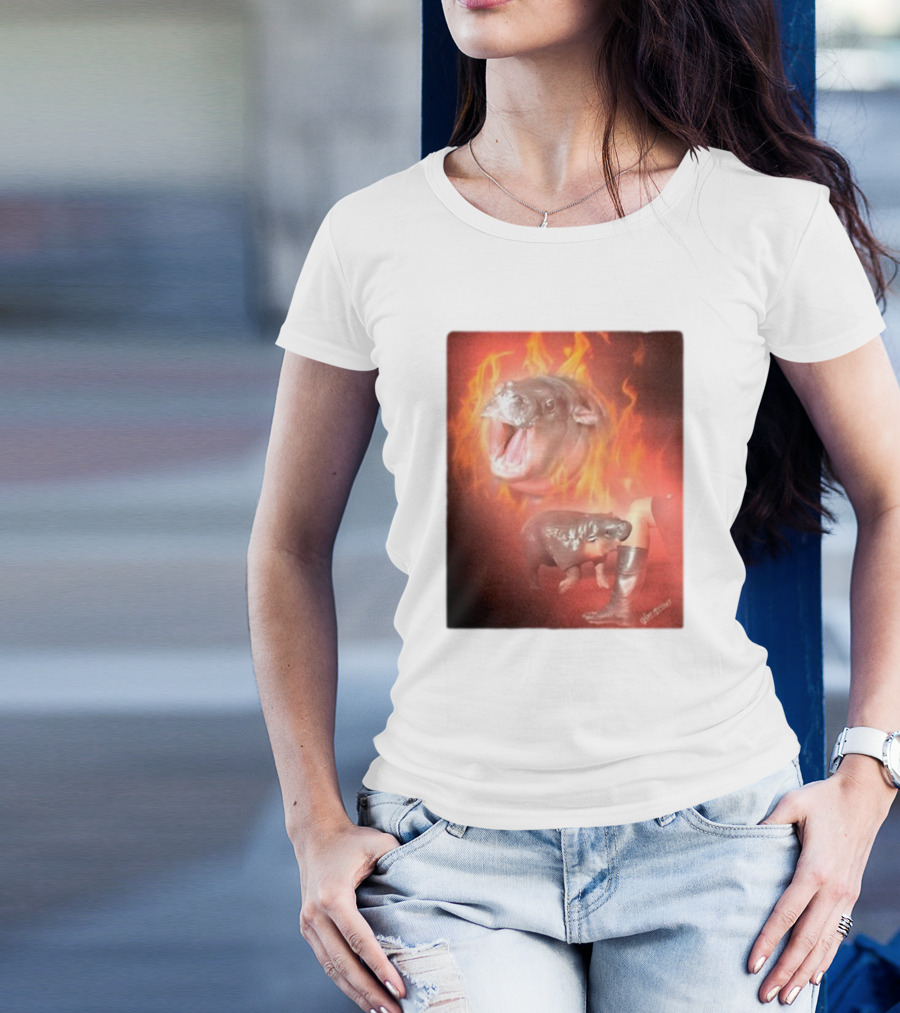 Twaniimals Moo Deng Mood Hippos On Fire T-Shirt