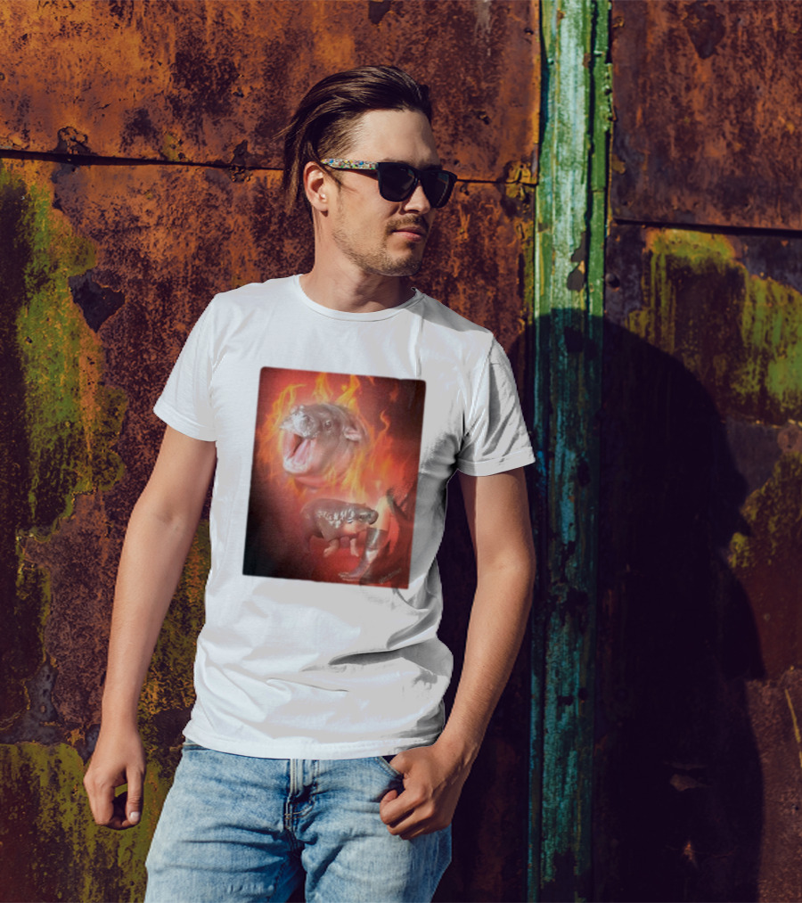 Twaniimals Moo Deng Mood Hippos On Fire T-Shirt