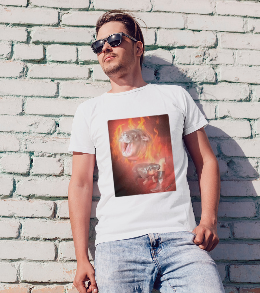 Twaniimals Moo Deng Mood Hippos On Fire T-Shirt