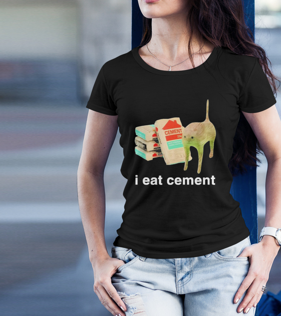 I Eat Cement Cursed Cat With Cement Bags T-Shirt