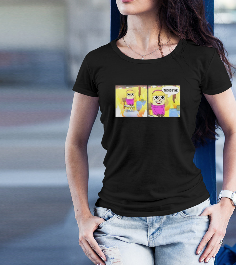 Maxdesignpro This Is Fine Comic Meme Character In Burning Room T-Shirt