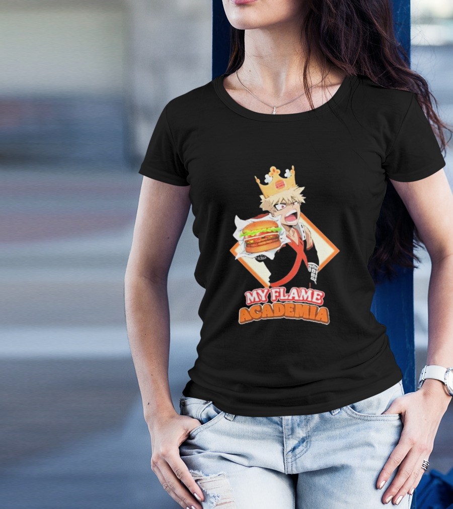 Bakugou Burger King My Flame Academia Jumbo Burger Crown Fusion T-Shirt