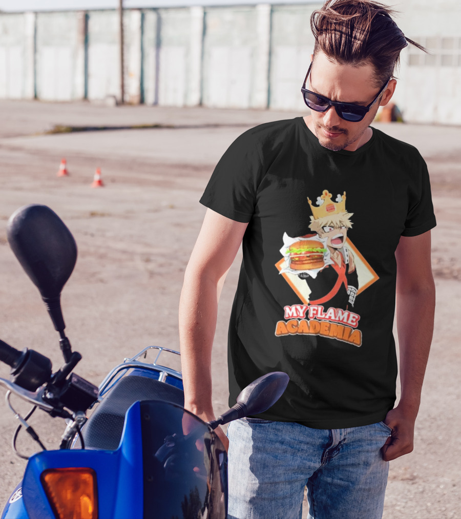 Bakugou Burger King My Flame Academia Jumbo Burger Crown Fusion T-Shirt