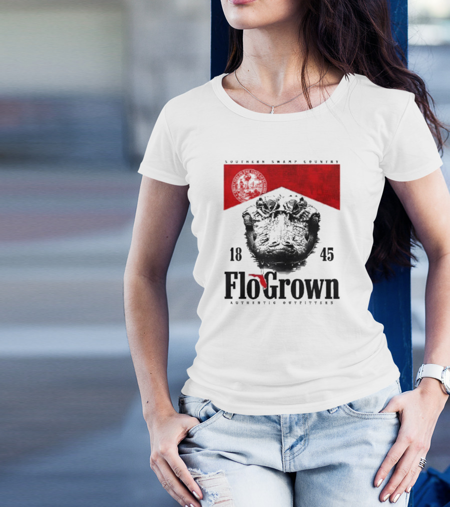 FloGrown Southern Swamp Country 1845 Authentic Outfitters With Florida Map T-Shirt