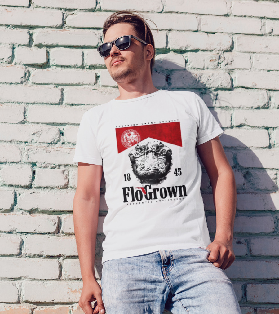 FloGrown Southern Swamp Country 1845 Authentic Outfitters With Florida Map T-Shirt