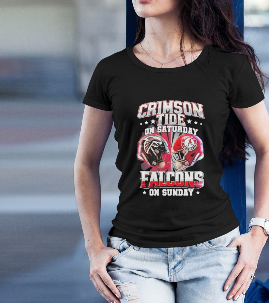 Crimson Tide On Saturday Falcons On Sunday Football Helmets T-Shirt