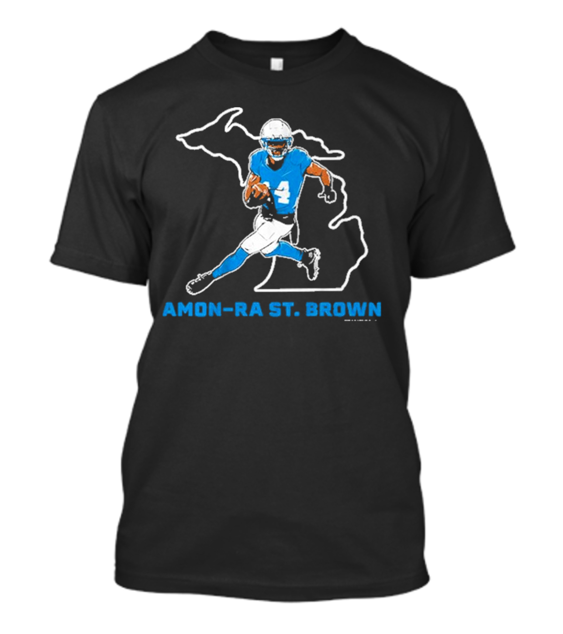Detroit Lions Amon-Ra St. Brown Michigan Football Running Back T-Shirt