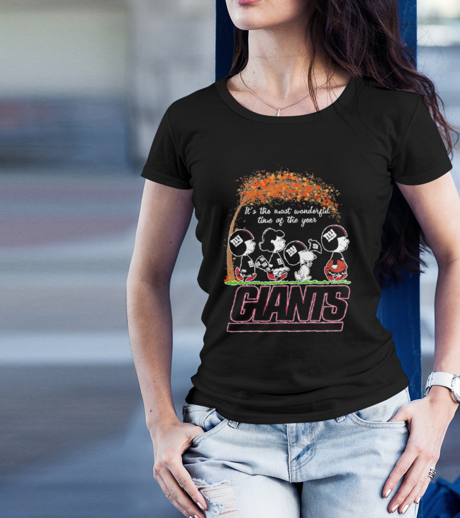 It’s The Most Wonderful Time Of The Year Giants New York Football Fans Peanuts Characters Autumn Tree T-Shirt