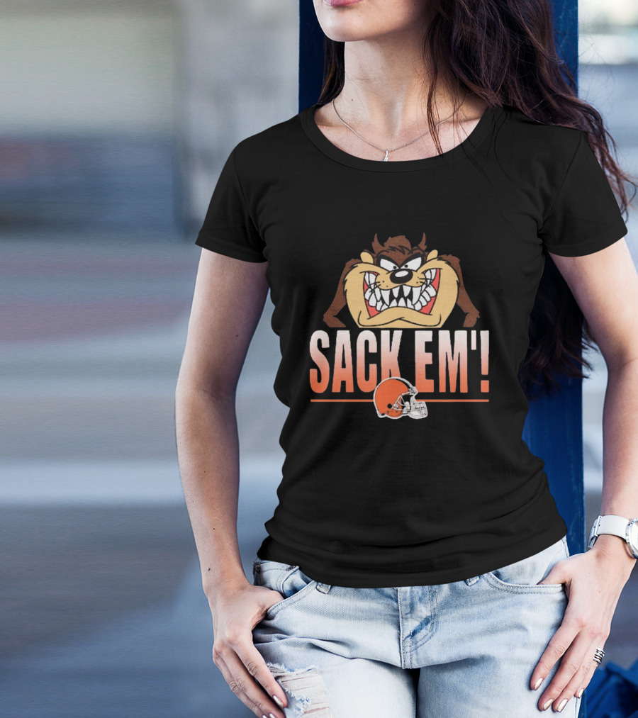 Looney Tunes Taz Sack Em’ Cleveland Browns NFL T-Shirt