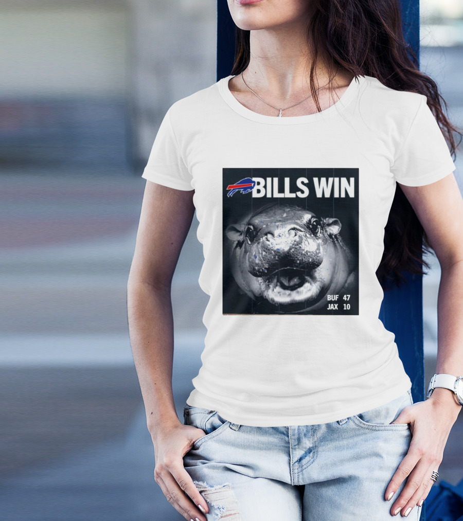 BILLS WIN Buffalo Bills Mafia GoBills Moodeng BUF 47 JAX 10 T-Shirt