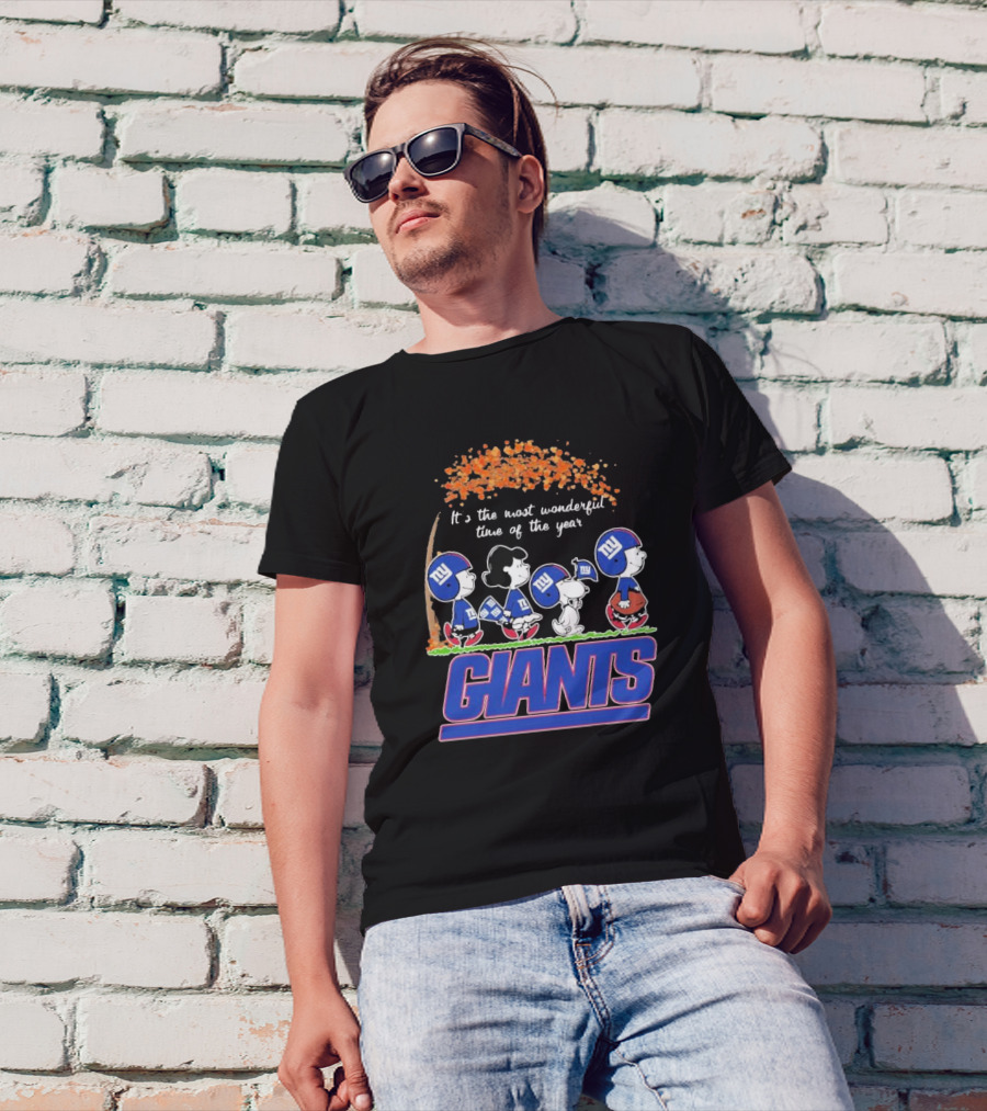 Peanuts Characters New York Giants Most Wonderful Time Of The Year Giants T-Shirt