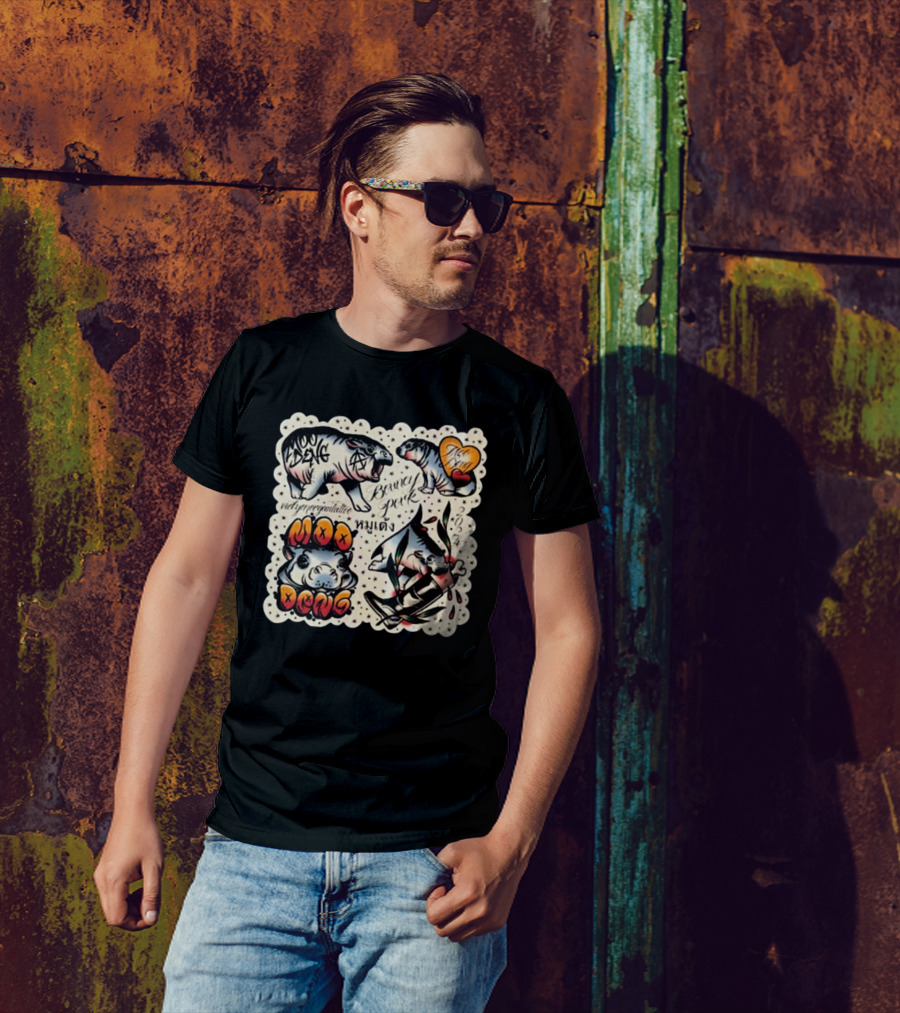 Vicky Morgan Tattoo Art Moo Deng Bouncy Pork T-Shirt