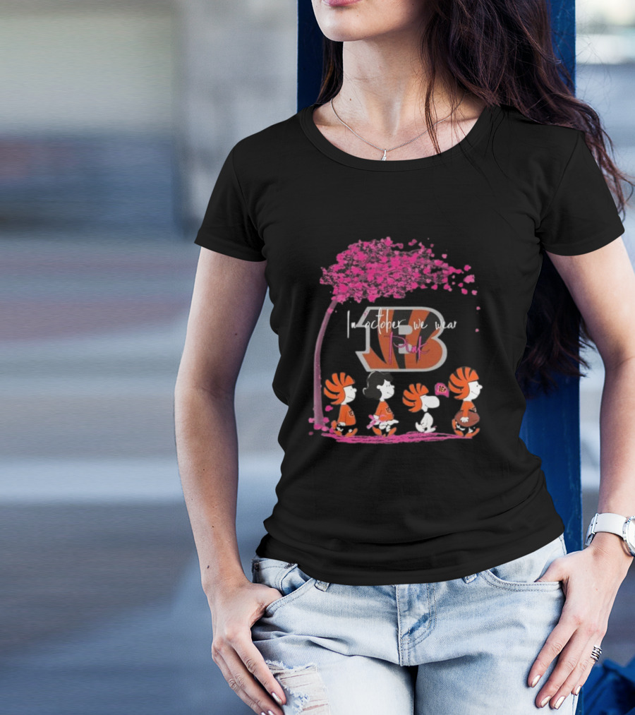 Peanuts Cincinnati Bengals In October We Wear Pink T-Shirt