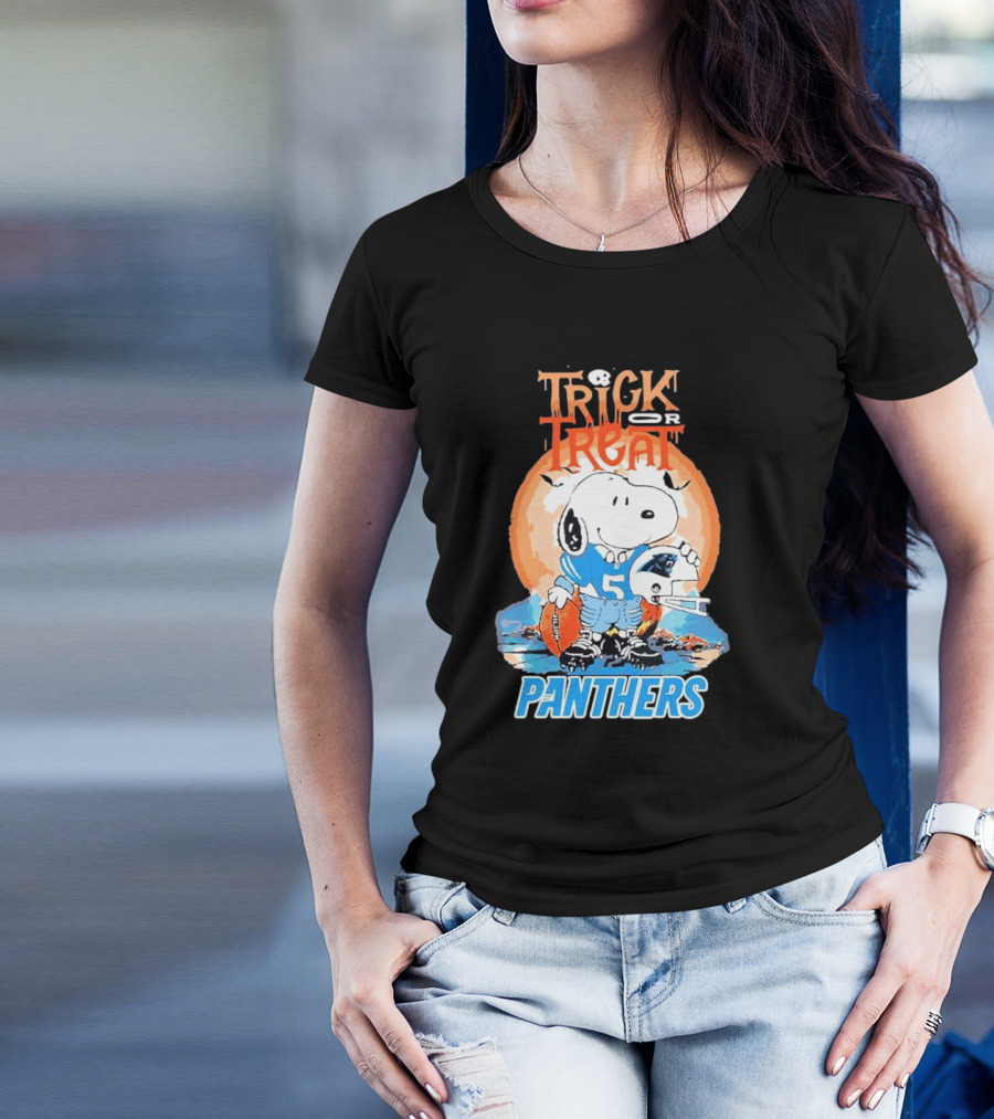 Trick Or Treat Snoopy Panthers Carolina NFL Inspired T-Shirt