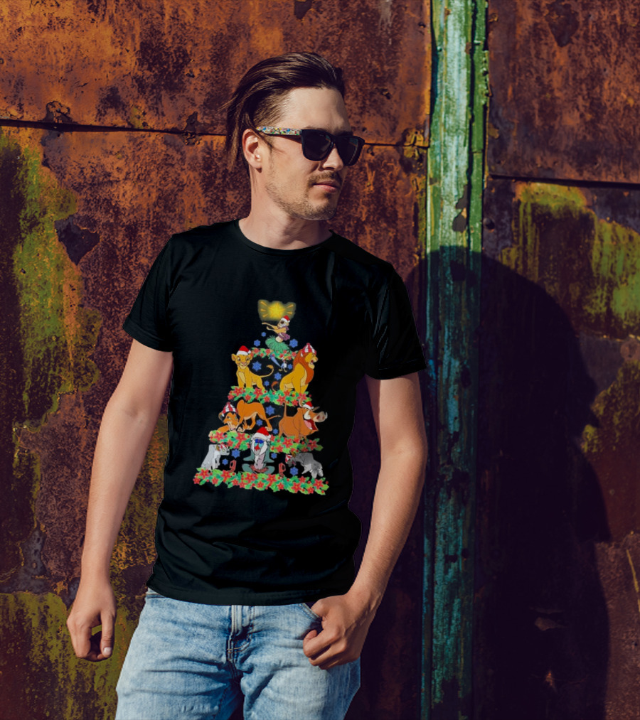 Lion King Characters Christmas Tree Very Merry Xmas Party T-Shirt