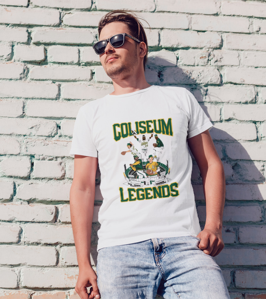 Oakland Athletics A’s Coliseum Legends Baseball Players Caricature T-Shirt