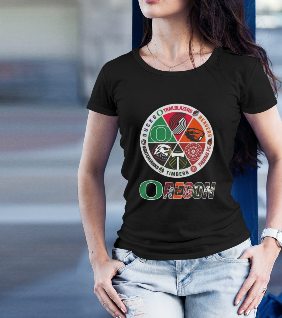 Oregon Ducks Trailblazers Beavers Thorns FC Timbers Winterhawks Circle T-Shirt